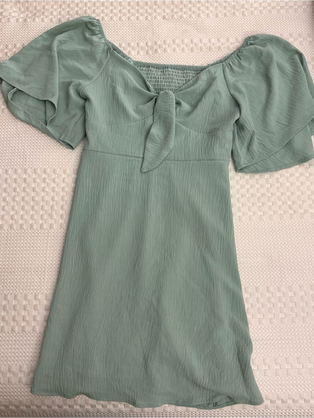 Women's Sage Green Tie-Front Dress